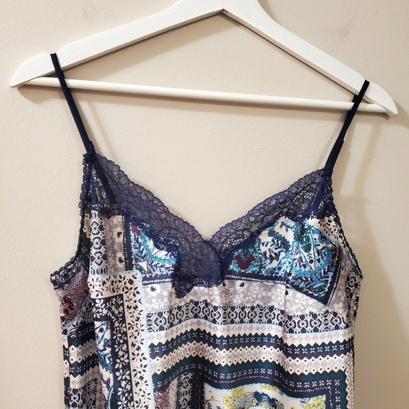 Victoria's Secret - Satin Patchwork Style Pattern Satin Slip Dress - Size L - Picture 2 of 7